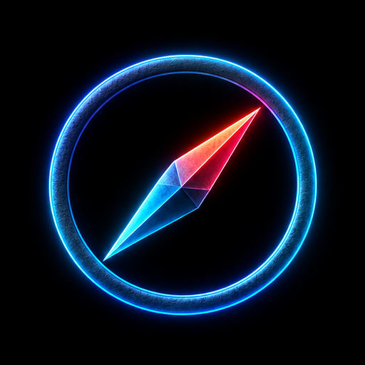 Wayfinder blue and pink neon compass icon